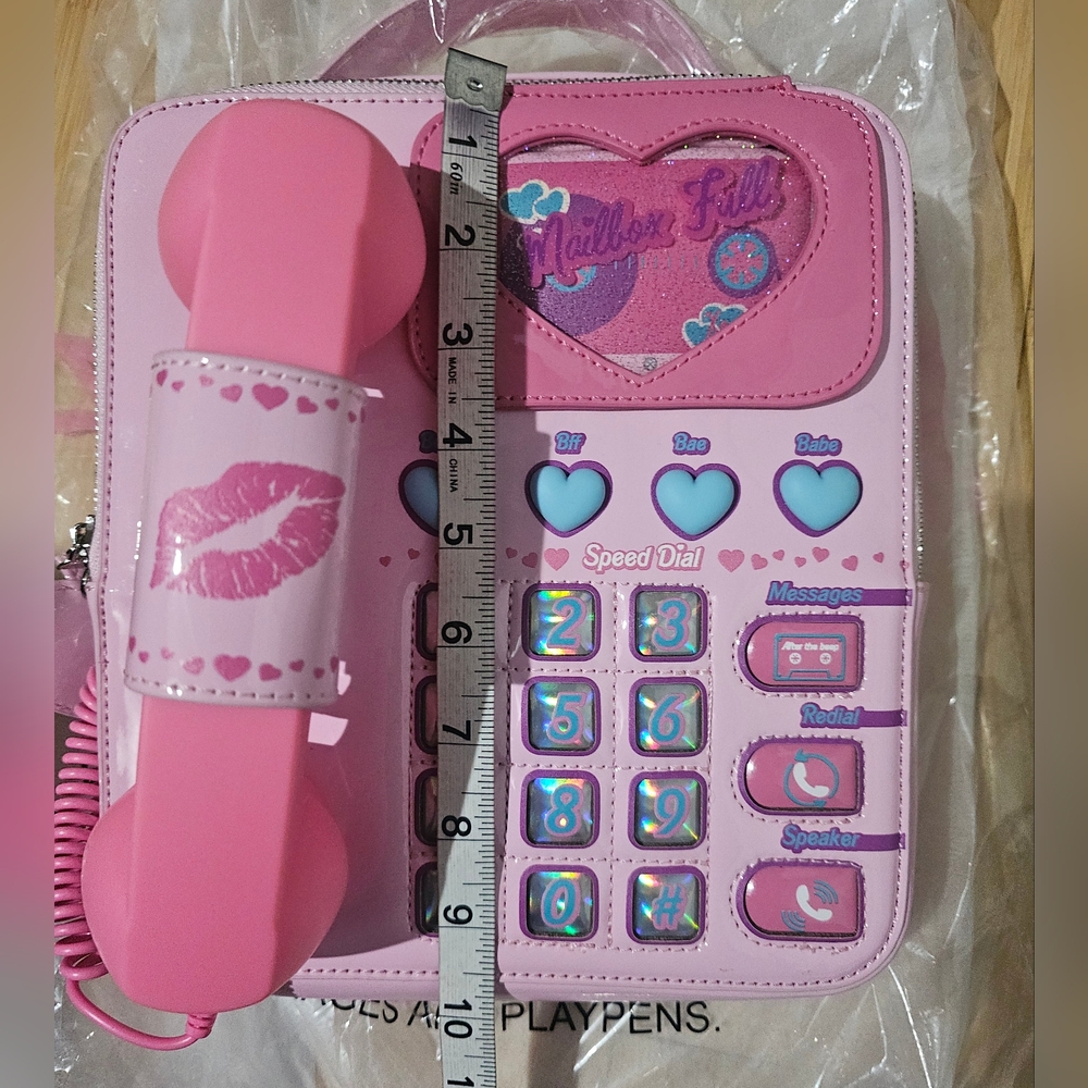 Unique Fun Dolls Kill Sugar Thrillz Pink Phone Love Line Crossbody Bag Purse - Picture 15 of 16